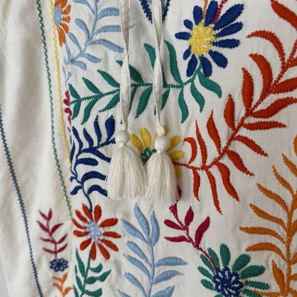 Tru Luxe‎ Jeans Embroidered Short Sleeve Blouse Womens Size Large Colorful Boho - Picture 4 of 9